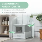PawHut Katzenklo mit Deckel Katzentoilette mit Haube Schaufel ausziehbares Tablett Katzentoilette für Katzen bis 5 kg 6