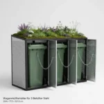 Abfalleimer für 3 Behälter, Anthrazit, großer Küchen-Recyclingbehälter zur Abfalltrennung, moderner Pedal-Mülleimer 3