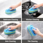 Haushaltsreinigungsbürste mit Griff, Spülmittel, Badezimmer, Küche, Wanne, verdickter Scheuerschwamm, Wischtuch, langlebige Werkzeuge, Zubehör für Zuhause 3