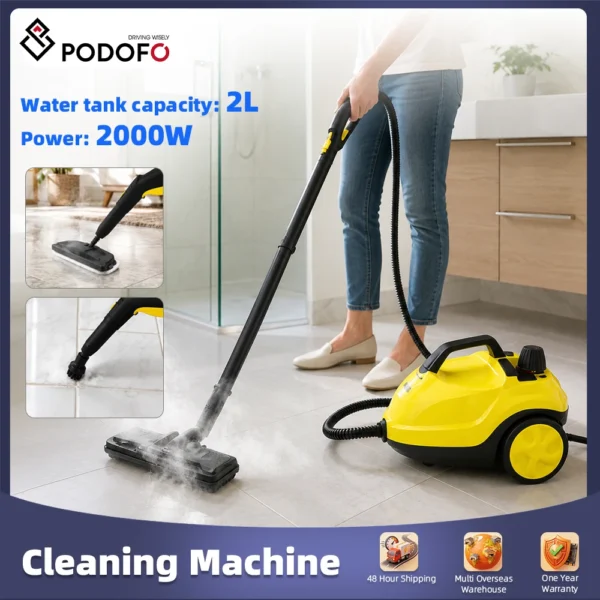 Podofo Handgehaltener Dampfreiniger, Hochdruck-Dampfreiniger, Auto-Innenraum-Dampfreiniger, für Möbel, Polster, Couch-Reinigung Wasserflecken