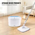 360° Turbo Zentrifugal Wischmop mit Eimer, Getrennt Schmutzwasser, Selbstreinigend + Trocknen, Verstellbarer Stiel für Hartholz Fliesen Haus Büro Reinigung 7