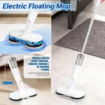 Kabelloser Elektrischer Wischmopp, Doppeldreh-Bodenreinigungsmopp mit Wassersprüher, Leichter Bodenreiniger mit 200ML Wassertank