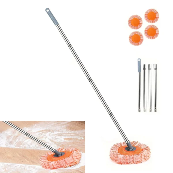 39-75 Zoll Teleskopstiel-Reinigungs- und Staubentfernungs-Mopp-Set, mit 4 Abnehmbaren Stangen und 4 Austauschbaren Moppköpfen, 360-Grad Drehbarer Mikrofaser-Staubmopp, Boden-, Wand-, Fenster- und Auto-Reinigungsset