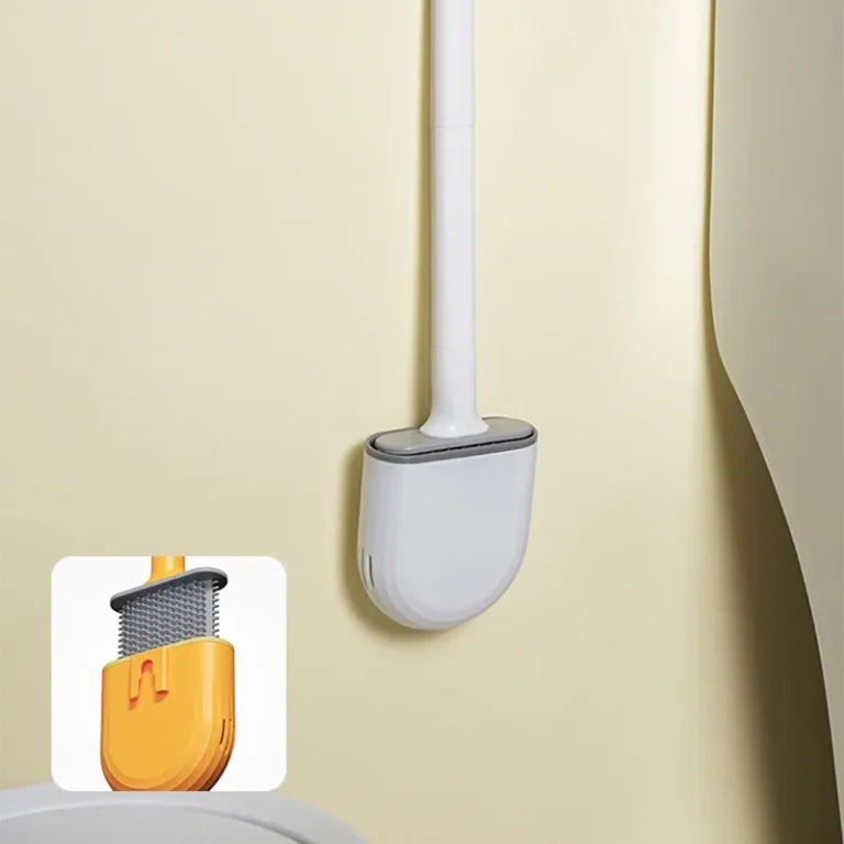 Weiche Silikon-Toilettenbürste für schwer erreichbare Stellen, wandmontiert, abnehmbarer Kopf, platzsparendes Badezimmer-Fleckenentfernungswerkzeug 2