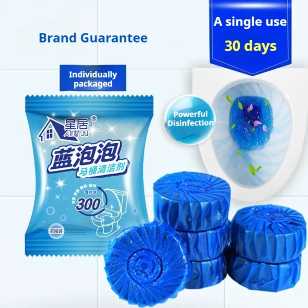 Toilettenreiniger-Tabletten mit zwei Effekten, 300 Spülungen, langlebig, Blumenduft, phosphorfrei, automatische Toilettenreinigung, 3 Stück