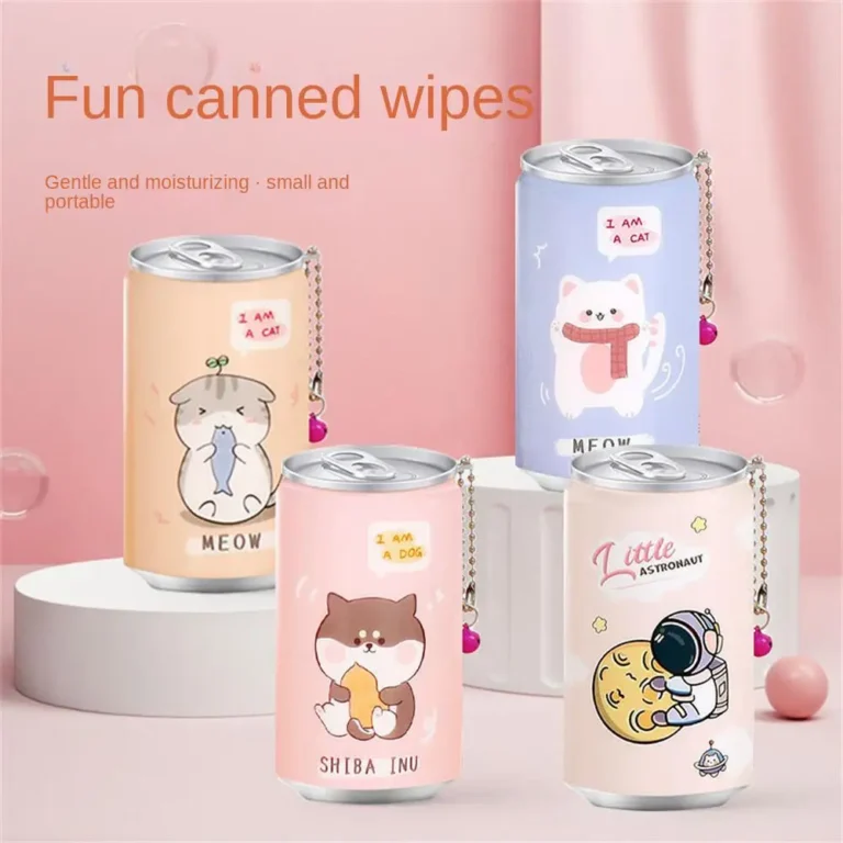 Baby-Feuchttücher, Mini, tragbar und praktisch, hochwertige, langlebige Haustiertücher, Reinigungstücher, kreative Cartoon-Feuchttücher, Tücher in Dosen 2
