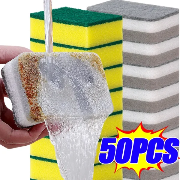 5/50PCS Magie Reinigung Schwämme Wiederverwendbare Pan Topf Geschirr Scheuer Pads Haushalt Küche Schwamm Tücher Pinsel Sauber Werkzeuge