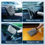 SEAMETAL Mikrofaser-Autowaschbürste, Reinigungshandschuhe, Kunststoffgriff, Radbürste, doppelseitig, saugfähig, sauberer Handschuh, Autowaschwerkzeug 6