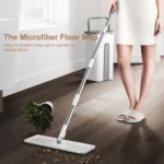 Mikrofaser-Mopp mit Eimer, Bodenreinigung, Squeeze, freihändiger Bodenwischer, waschbare Pads, wiederverwendbare Staubwischer mit weichen Nachfüllpads 5