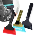 FOSHIO 3 Stück Bronze/Kunststoffgriff Auto-Windschutzscheibe Glas Wasserreinigungsrakel Autofensterfolie Tönungsschaber mit weichem Gummi
