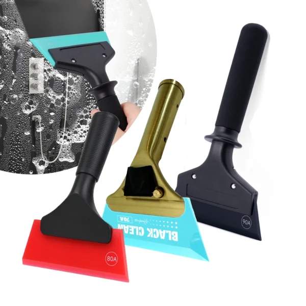 FOSHIO 3 Stück Bronze/Kunststoffgriff Auto-Windschutzscheibe Glas Wasserreinigungsrakel Autofensterfolie Tönungsschaber mit weichem Gummi