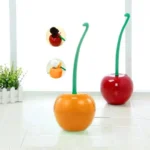 1 Stück Rote Toilettenbürste Kreatives Niedliches Kirschform-Toilettenbürsten-Set Toilettenhalter Badezimmer-Zubehör 4