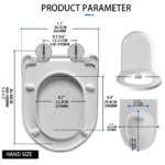 D-Typ-Toilettensitz, sanft schließend, antibakteriell, hygienisch – abnehmbarer Toilettendeckel mit 360° °   Rotationsscharnier, einfache Installation und Reinigung 5