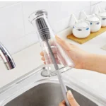 1/2 Stück Silikon-Milchflaschenbürste, Tassenreiniger, Glasreiniger, Küchenreinigungswerkzeug mit Langem Griff für Getränkeflaschen und Gläser 6