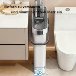 Joybos Platzsparendes Slim-Mop-Eimer-Set (nur 13,5 cm breit), selbstauswringender Flachmop mit integriertem Haarschaber & kippsicherer Saugbasis, inklusive 4 waschbaren Pads 6