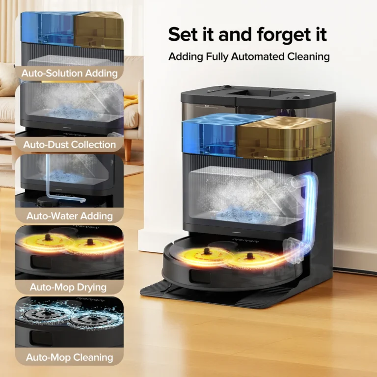 Lubluelu S1000 Roboter-Staubsauger mit Wischfunktion und Selbstreinigungsstation 10000Pa 75 ℃   Heißwasser-Wasch- und Trocknungsgerät für Teppiche zur Verbesserten Reinigung im Haushalt 2
