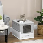 PawHut Katzenklo mit Deckel Katzentoilette mit Haube Schaufel ausziehbares Tablett Katzentoilette für Katzen bis 5 kg
