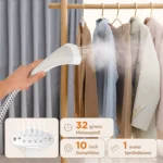 1800W Handdampfglätter mit 1,4L großem Wassertank, 40 Min. Dauerdampf, 32g/min Dampfleistung, 10-Loch-Düse, 10 Einstellmöglichkeiten 4