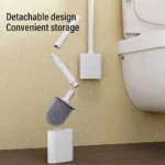 1 Stück Haushalts-Toilettenbürste, an der Wand montierte Badezimmer-Reinigungsbürste, kein Strom erforderlich, Reinigungswerkzeug für Badezimmerzubehör 2