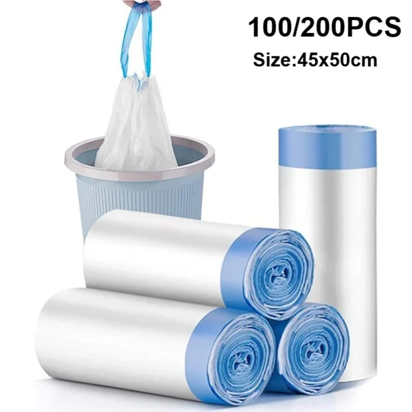 100/200PCS Verdicken Duftenden Kordelzug Einweg Müll Taschen Küche Lagerung Mülleimer Liner Taschen Schützen Kunststoff Abfall Tasche