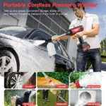60 Bar 300W Hochdruck-Akku-Autowaschpistole 20000mAh Schaumgenerator Wasserpistole Multifunktionales Gartenreinigungsgerät 2