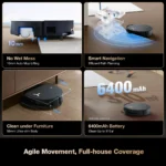 ECOVACS DEEBOT X8 OMNI 18.000Pa Ozmo Roller Smart Cleaning Robot Staubsauger Roboter Housekeeping Saugmopp App-Steuerung 6