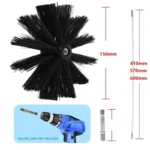 150 mm rotierende Kaminbürste mit langem Griff, flexibler Stange für Kamin, Trocknerrohr, Kamin-Innenwand- und Dachreinigungswerkzeuge 6