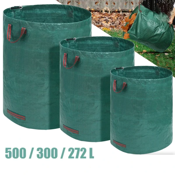 272L/300L/500L Garten-Abfallsack Laubsammelbeutel Sammel-Mülltonne Wiederverwendbare Laubsammelbehälter für Gartenarbeit und Aufbewahrung im Freien