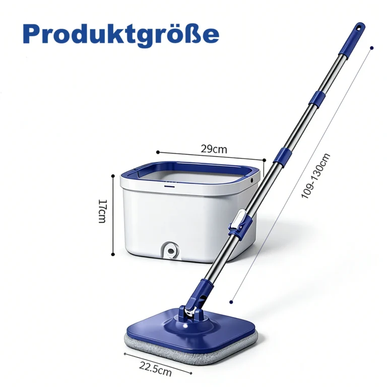 Spin-Mopp-Set mit Eimer & Trennsystem – Rotationsmopp mit 6 waschbaren Mikrofaserpads, verstellbarer Stiel 109–130 cm 2