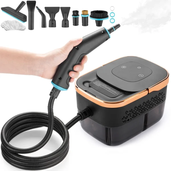 Tragbarer Dampfreiniger, 15s Schnellaufheizung 105 ℃   Temperaturregulierung, 1350 ml Wassertank, für Auto/Zuhause/Fliesen/Möbel + 10 Zubehörteile