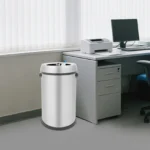 65L Großer Edelstahl Rundmülleimer 40*69cm, Robuster Offener Abfalleimer für Büro, Schlafzimmer, Restaurant