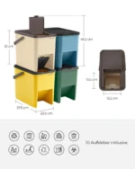 SONGMICS Mülltrennsystem, Küche, 4er Set Abfalleimer, Mülleimer stapelbar 3