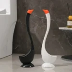 Schwanenförmiges Toilettenbürsten-Set mit langem Griff, Halter, dichten Borsten, Haushalts-Cartoon-Badezimmer-Reinigungswerkzeug 3