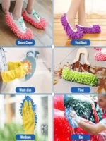 2 Stück Mopp-Slipper, weiche, waschbare und wiederverwendbare Mikrofaser-Fußsocken, Staub-Slipper zum Reinigen von Badezimmern, Küchen und Schlafzimmern 3
