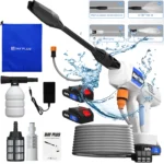 DayPlus Akku-Hochdruckreiniger, 21 V, tragbar, 30 Bar/435 PSI Hochleistungs-Waschmaschine, 180 ° Frei einstellbar, Batterie x 2, 5 m Schlauch