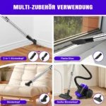 Beutelloser Zylinderstaubsauger, 1000W Hoover-Staubsauger mit 2-in-1-Bürstenkopf zum Entfernen von Staub 6