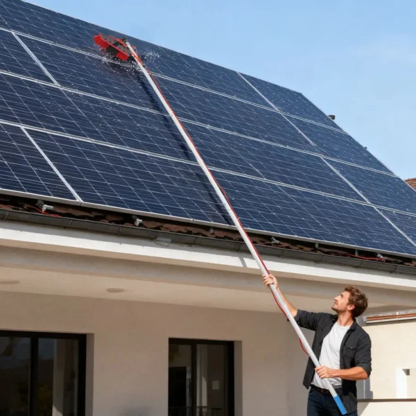 Reinigungsbürste & Stangen-Reinigungsset für Solarmodule, Solarmodul- und Außenfenster-Reinigungsset, Außenfenster-Reinigungsstangen-Set