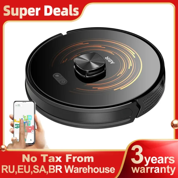 ABIR X9 Roboterstaubsauger, Lasernavigation, 6500Pa Saugkraft, Mehrstöckige Karten, Doppelte UV-Lampe, Intelligente Zonensteuerung, Auto Carpet Boost Technologie, High-End-Version