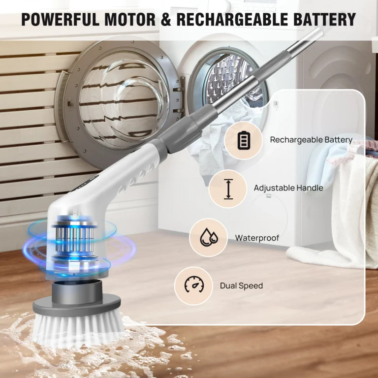 DayPlus 10-in-1 elektrischer Schleuderschrubber, kabellos, wiederaufladbar, elektrische Reinigungsbürste, verstellbarer Griff, Duschreinigungsbürste 2