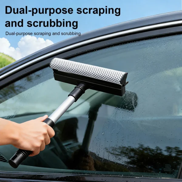 1 Stück Squeegee Auto-Fensterreiniger 2-in-1 mit ausziehbarem Stiel, Fensterreinigungsbürste, rutschfester Griff für Autoreinigungswerkzeuge