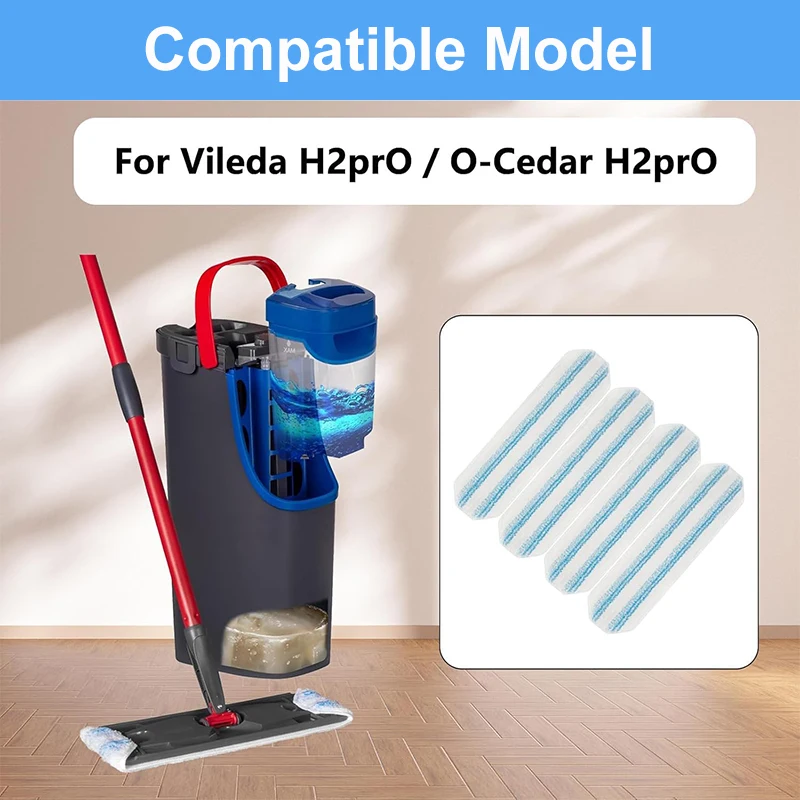 Für Vileda H2prO / O-Cedar H2prO Flaches Mopp-Pad, Lappen, waschbar, wiederverwendbar, Mikrofaser-Mopp-Pad, Ersatz-Zubehör 2