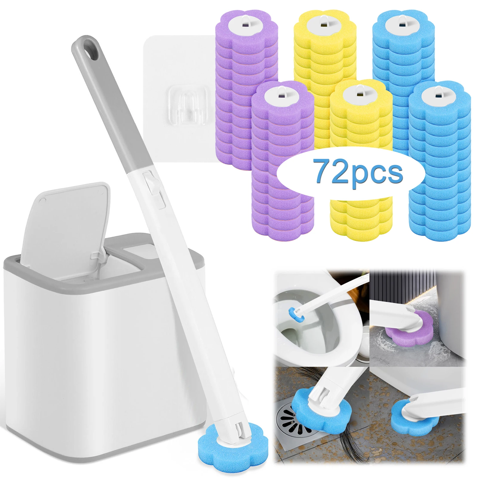 Toilettenbürste und Halter-Set mit Einweg-Nachfüllköpfen, Reinigungsset, Badezimmer-Reinigungsbürste, WC-Zubehör Toilettenbürste und Halter-Set mit Einweg-Nachfüllköpfen, Reinigungsset, Badezimmer-Reinigungsbürste, WC-Zubehör