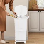 45L Sortier-Mülleimer mit Doppeldeckeln, Großer Haushalts-Abfalleimer, Doppeldeckel-Design für Geruchsisolation, Klassifizierte Abfallaufbewahrung, Robuster Körper, Leicht zu Reinigen, Ideal für Küche, Büro, Zuhause und Innenbereich-Abfallmanagement 6