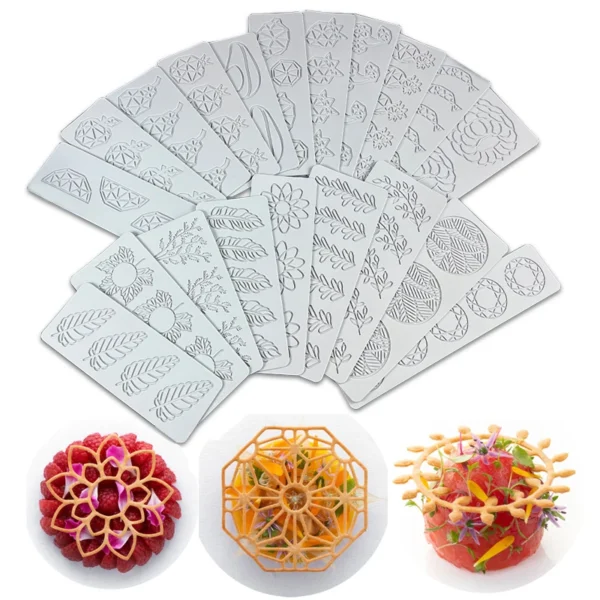 Neue Silikon-Kuchenform mit verschiedenen Blättern und geometrischen Blumen, Kuchendekorationswerkzeug, Randdekorationsform, Küchenbackwerkzeug