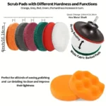 12-teiliges Bohrbürstenaufsatzset, Power Cleaning Scrub Brush und Scrub-Schwamm, für Fugenboden, Fliesen, Badezimmer, Küche 4