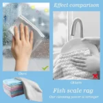 10/1 Stück Fischschuppen-Reinigungstuch, verdicktes, fettabweisendes, fusselfreies Glaspoliertuch, Küchen-, Haus-, Fenster- und Autoreinigungstuch 5