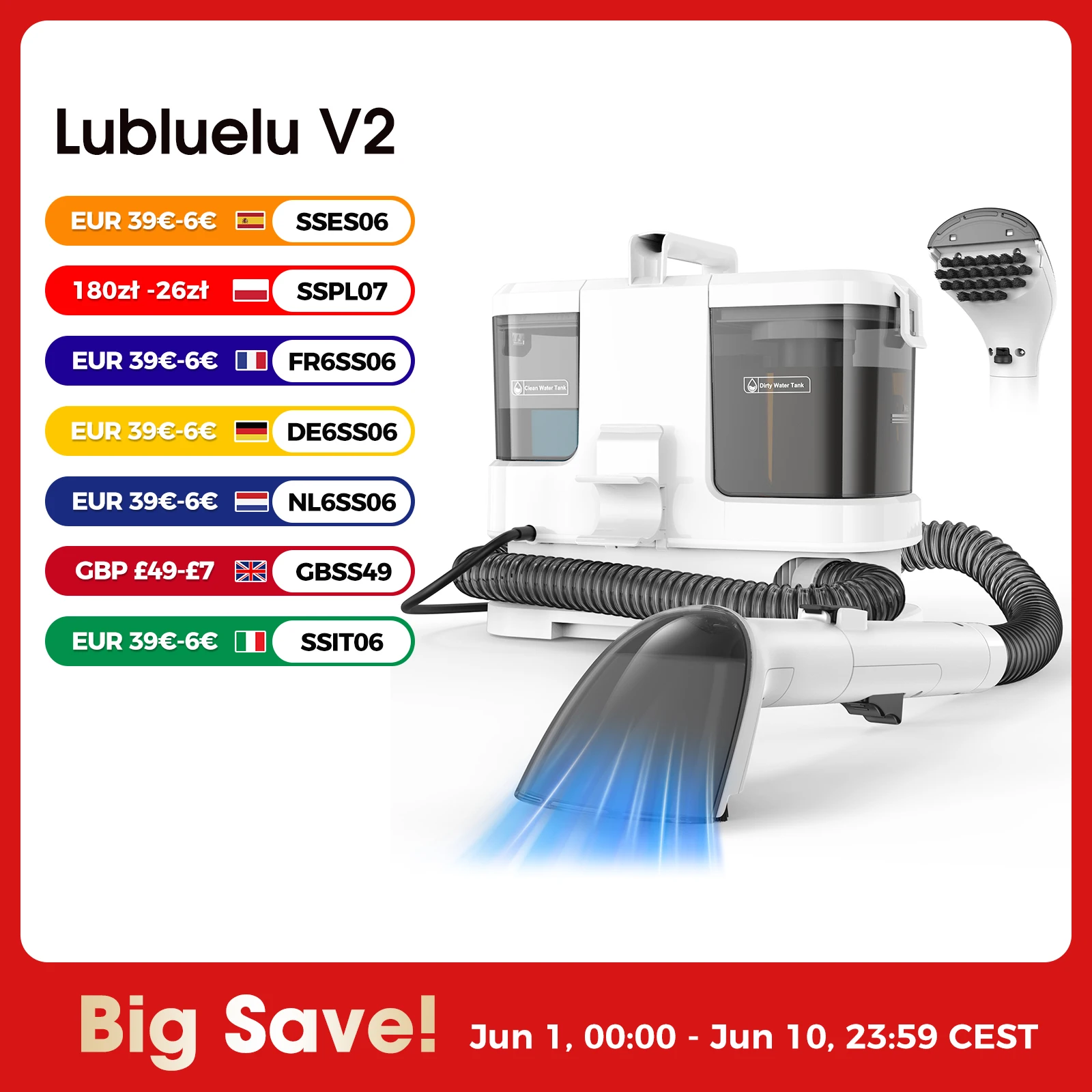 Lubluelu 16KPa Tragbarer Teppichreiniger 600W Polsterreiniger Spezieller Fleckenentferner für Haustiere Leistungsstark für Sofa und Autositze Lubluelu 16KPa Tragbarer Teppichreiniger 600W Polsterreiniger Spezieller Fleckenentferner für Haustiere Leistungsstark für Sofa und Autositze