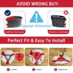 Mikrofaser-Mopp für Vileda Turbo 2-in-1, Moppkopf für Vileda Turbo Spin Mops, einfaches Auswringen, 2-in-1, Spin Mop für alle Bodentypen 4