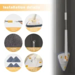 UNTIOR 360° erweitertes Dreieck, multifunktionaler Mopp, Wring-Wasserpads, Wringfenster, Glas, Toilette, Badezimmer, Bodenreinigung 3