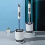 Nachfüllbares Toilettenbürsten-Set zur Wandmontage mit Halter, Silikon-TPR-Bürste für die Eckenreinigung, Badezimmerzubehör